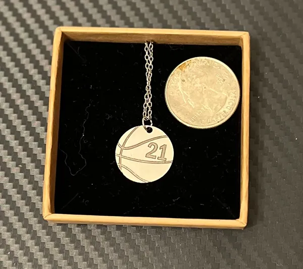 Silver Basketball Number 21 Necklace - Image 2