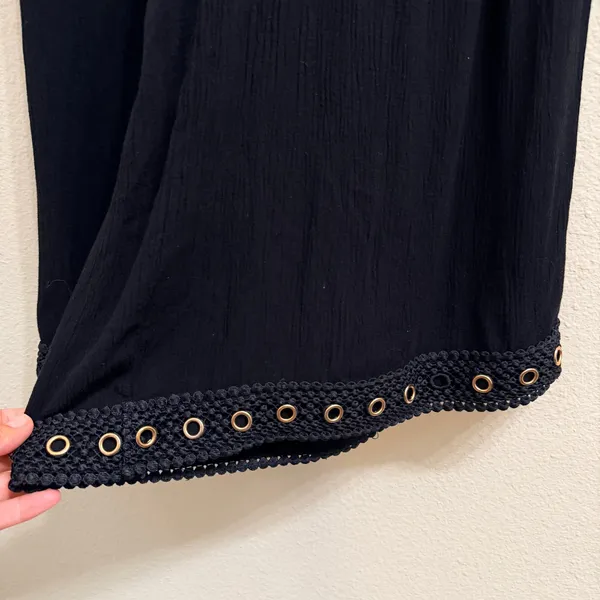 MISA Los Angeles KOVA Cropped Pants‎ XS Black Rayon Wide Leg Grommet Hem* - Image 14