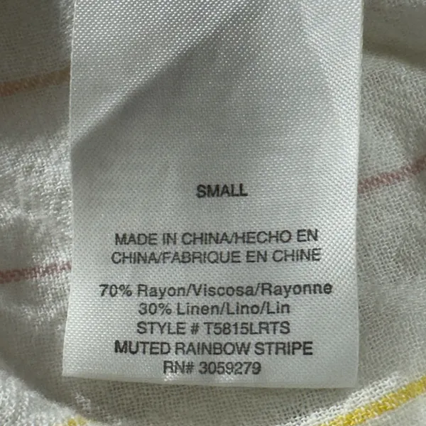 3260 | Thread & Supply Linen Blend Rainbow Stripe Button Down Shirt Women S - Image 6