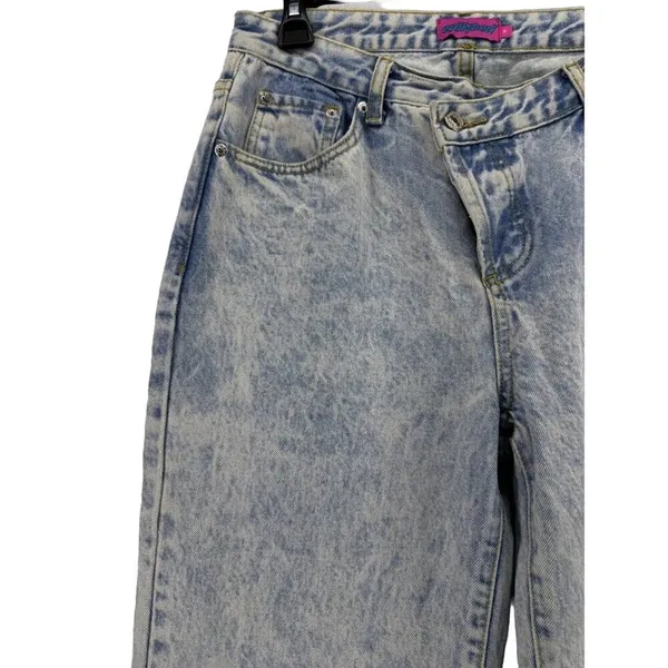 Edikted Blue Jeans Straight leg mom's jeans High rise crossover front size M - Image 4