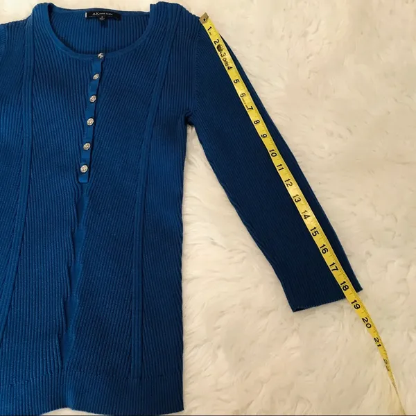 Anne Klein ribbed knit top blue size small - Image 10