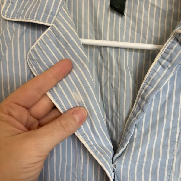 Lauren Ralph Lauren Sz S Button-Front Pajama Shirt Blue Striped Cotton Comfort‎ - Image 6