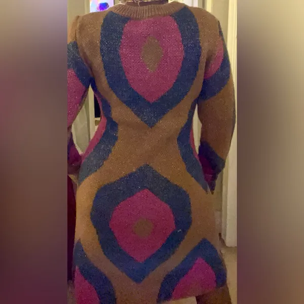 Colorful Geometric Knit Dress - Image 2