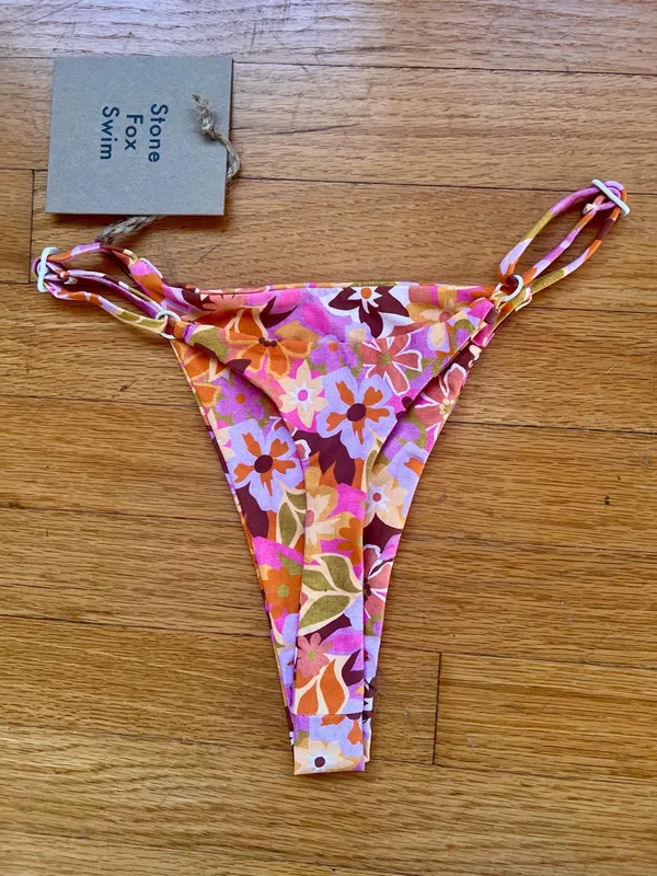 Stone Fox Swim Floral Triangle Bikini Set NWT Adjustable 2 Way Top High Cut - Image 5
