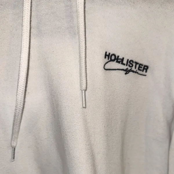 Hollister California Logo Fleece Hoodie Sweatshirt White Size XSMALL Unisex - Image 3