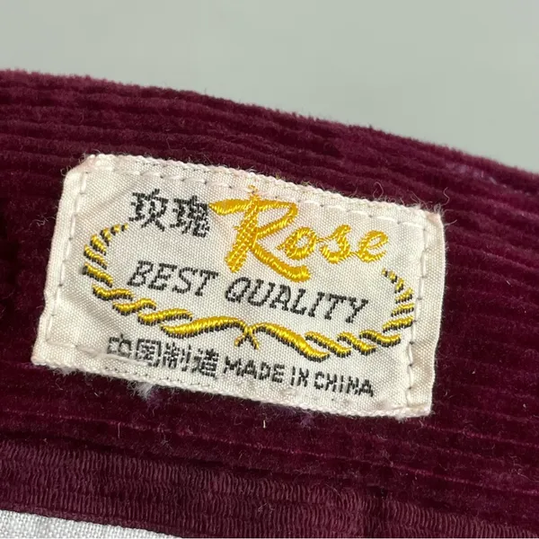 Corduroy Pants Burgundy Dark Red‎ Straight Leg Women High Waisted Rise Pockets - Image 3