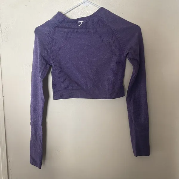 Gymshark Women’s Seamless Long Sleeve Crop Top Purple Size S Thumbholes Workout - Image 8