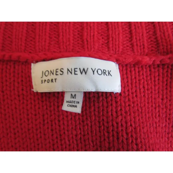 Jones New York‎ Sport Cardigan M Red Cable Knit Shawl Collar Snap Front Sweater - Image 6