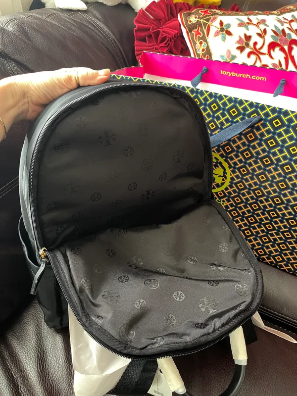 Tory Burch Latest New Ella Black Nylon Backpack 88368 $328 with shopping bag - Image 5