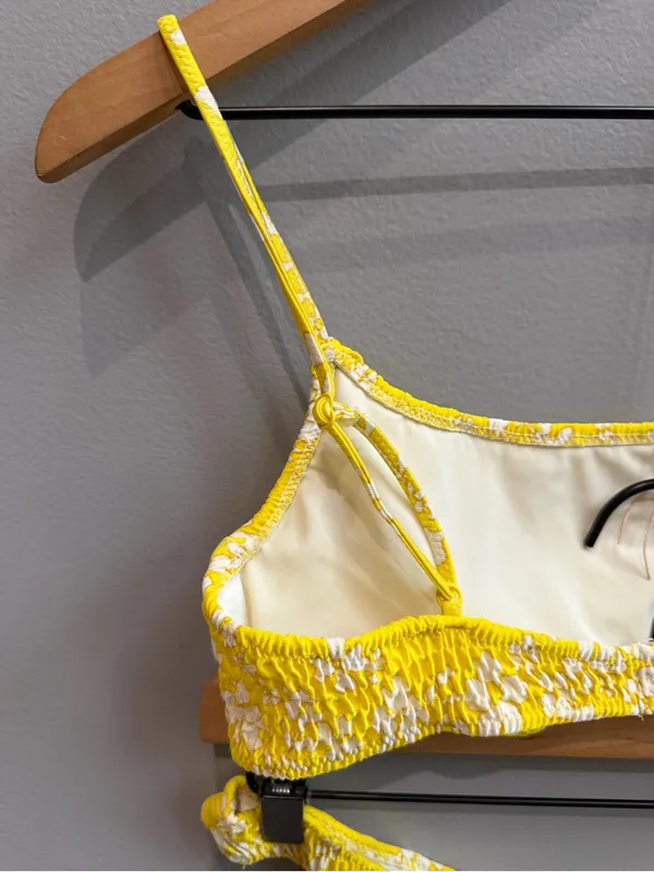 Triangl Inesa Yellow Pop Textured Floral Bikini Set Size Large Bottom Medium Top - Image 8