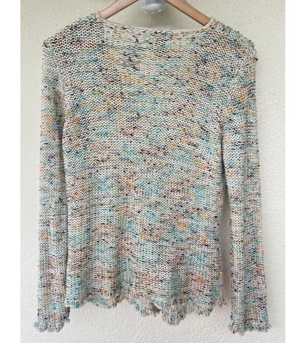 BCBGMAXAZRIA XL Multicolor Knit Cardigan Boho Chunky Sweater Button Up Fairy - Image 7