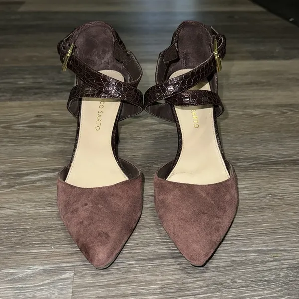 Franco Sarto Anazio Pump - Suede & Faux Leather - Burgundy - Size 7.5 - Image 4