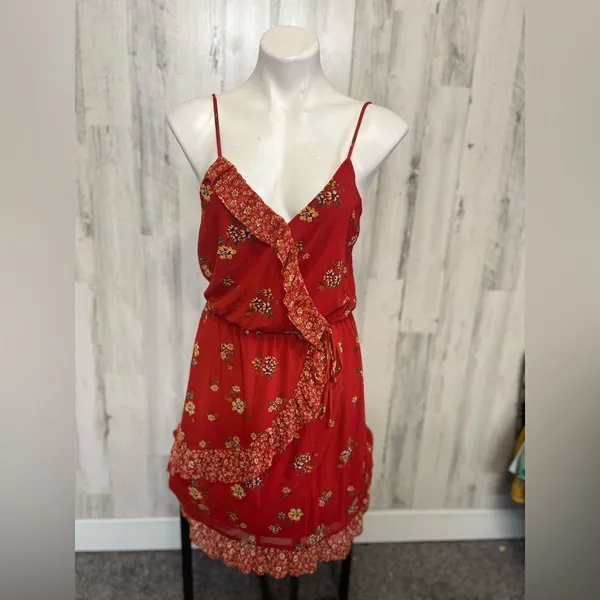 xhilaration Red dress floral size XSMALL - Image 5