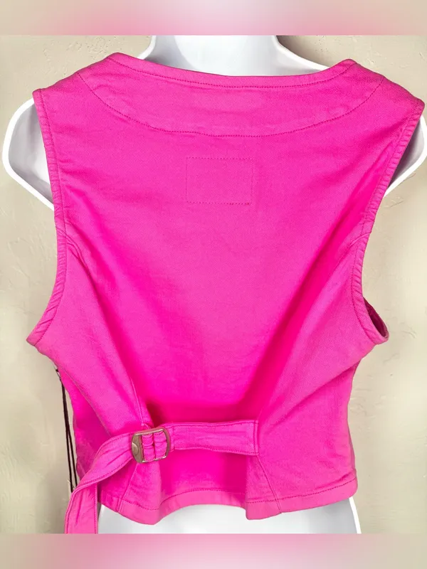 Judy Blue Pink Denim Stretchy Waistcoat Vest Size Medium - Image 9