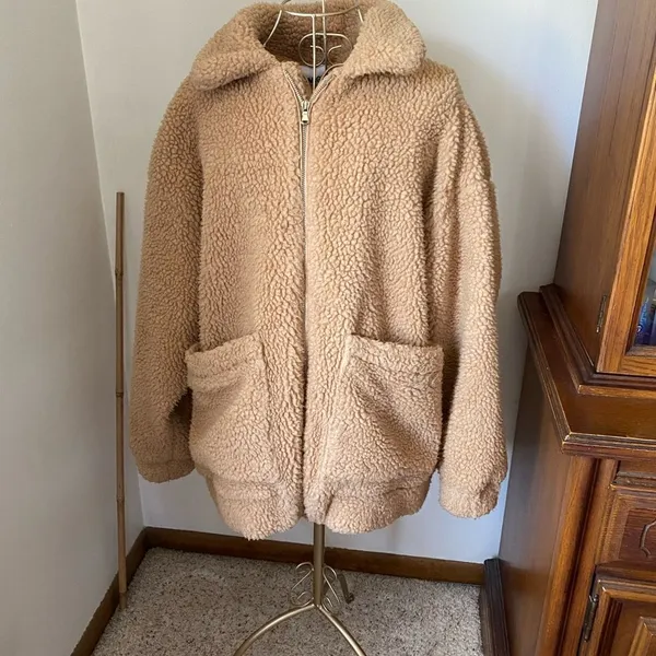 I AM GIA Teddy Jacket XS Camel Sherpa Zip Streetwear Coat Women - Image 14