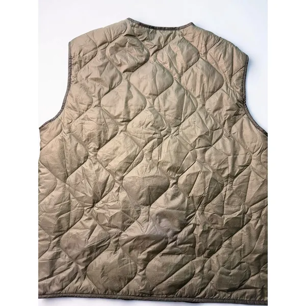 ASOS DESIGN Womens Quilted Vest Olive Green Onion Stitch Button Front Pockets XL - Image 3