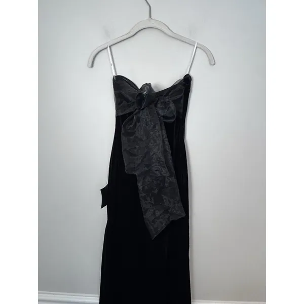 Lulu's Mesmerizing Elegance Black Velvet Back Bow Maxi Dress XS NWT $84 - Image 4