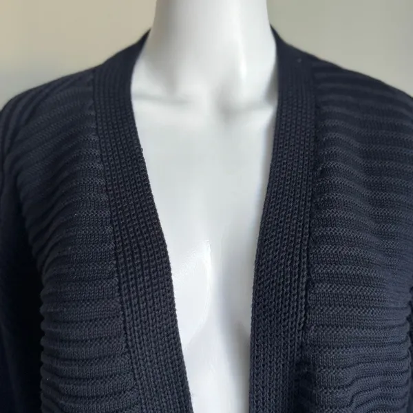 Barbour Minimalist 100% Cotton Oversized Knit Cardigan Size S Navy - Image 3