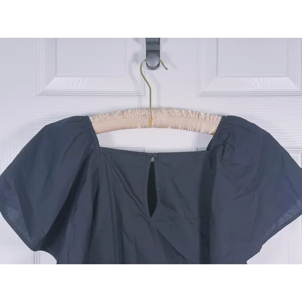 Abercrombie & Fitch Poplin Flutter Sleeve Top Small Black Preppy Quiet Luxury - Image 6