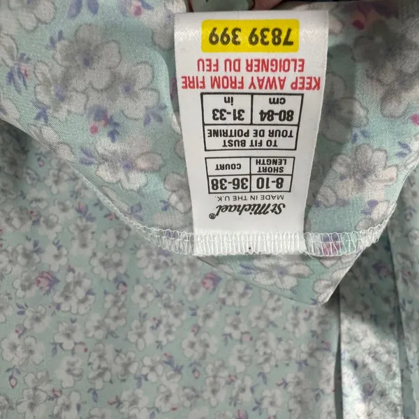 Vintage St Michael Floral Wrap Robe Short Sleeve Waist Belt Size 8/10 - Image 8