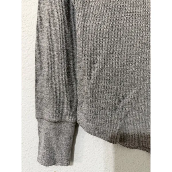 American Eagle Women Top XS Grey Loved Waffle Knit Thermal Scoop Neck Raglan Y2K - Image 12