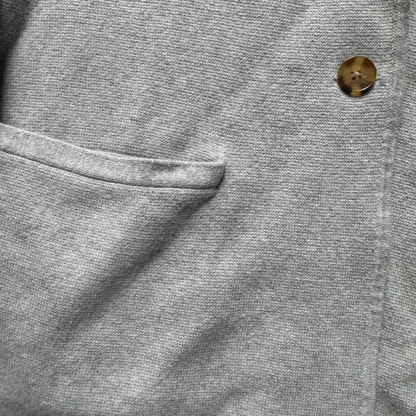 Lands' End Gray Fine Gauge Cotton Button Front Blazer Sweater S - Image 3