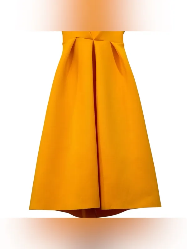 ASOS NWT Orange Fit & Flare Pleated Midi Dress Size 2 Women's - Image 3