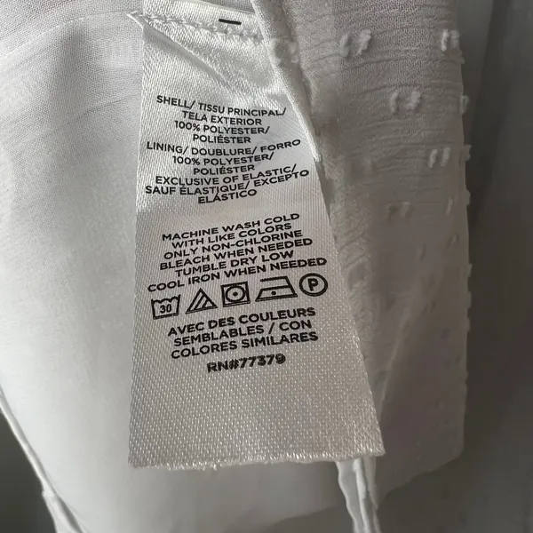 Ann Taylor Light Grey Smock Swiss Dot Top Blouse Size Medium - Image 7
