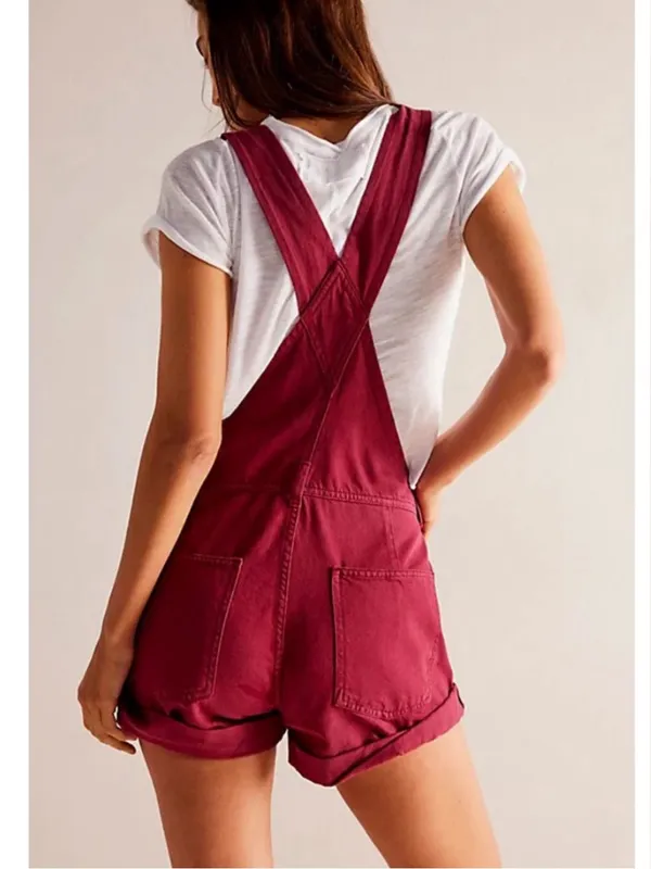 Free People We The Free Ziggy Shortalls in red berry - Image 2