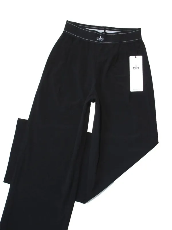 NWT Alo W51432R Suit Up Trouser (Regular) in Black Wide Leg Pants XS - Image 2