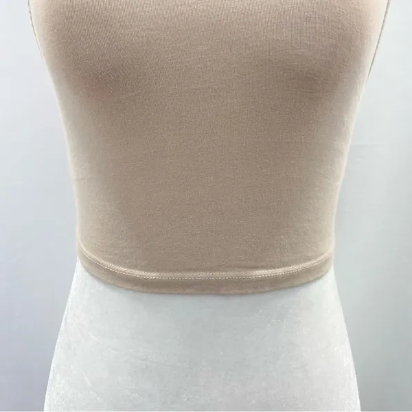 ZARA Cropped Tank Top Sleeveless Crewneck Crop Top Beige Size Small - Image 7