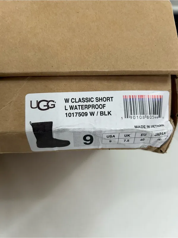 UGG Women's Classic Black Short Leather Waterproof Boots Size 9 - Image 11