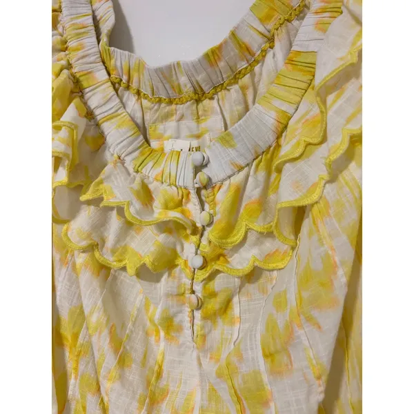 Maeve‎ Anthropologie Yellow Off-The Shoulder Ruffled Swing Puff Blouse Large - Image 6