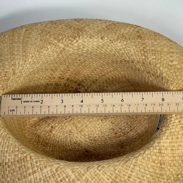 Georgi Vintage Straw Cowboy Hat Tan Feather Accent Wide Brim Western Boho Unisex - Image 8