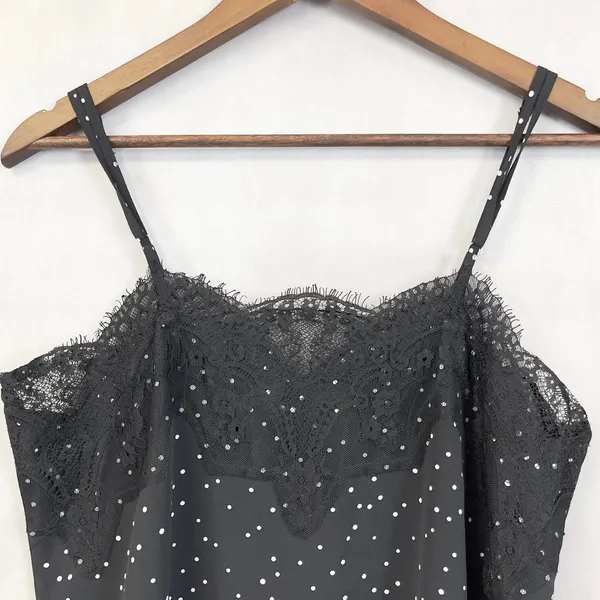 Lulus Polka Dot Lace Trim Cami Top Size Medium Minimal‎ Chic Going Out Indie - Image 6