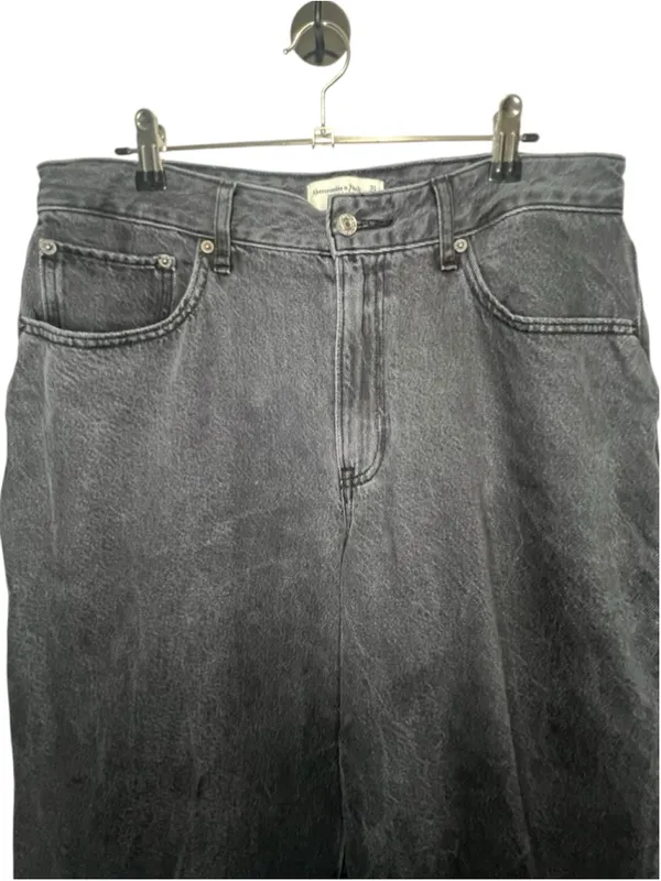 Abercrombie And Fitch Curve Love Black Wide Leg High Rise Denim Jeans - Image 2