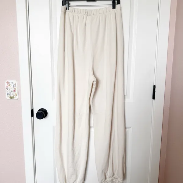 Free People Balloon Knit Joggers Size Large Ivory Lounge Athleisure Baggy - Image 4