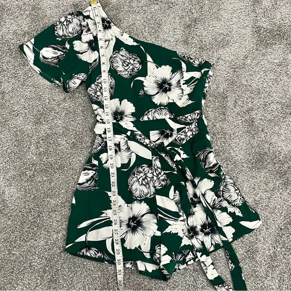 Lulus Flawless Moments Green Floral Print One-Shoulder Romper - Image 11