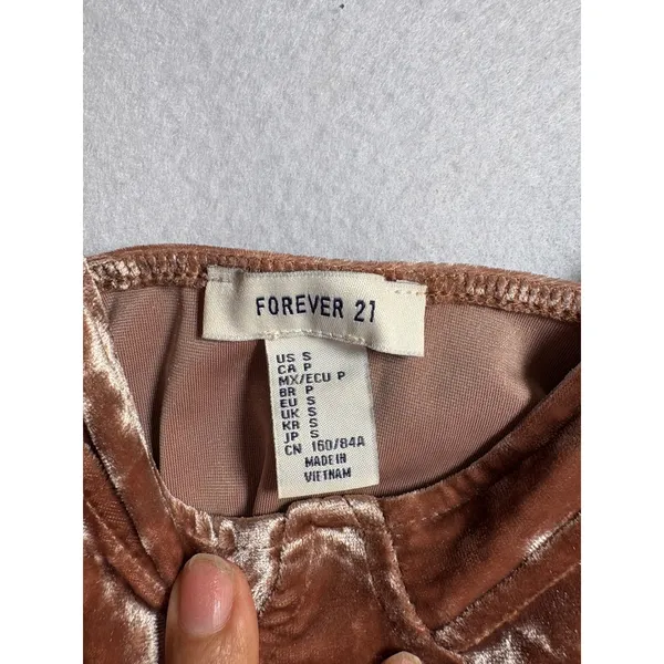 Forever 21 Brown Crushed Velvet Bustier Bodysuit Small Sweetheart Neckline Boho - Image 6