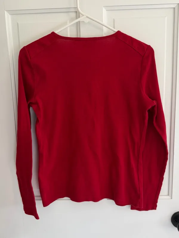 Lauren Ralph Lauren y2K Red Nautical Anchor Henley Long Sleeve Top Small - Image 9