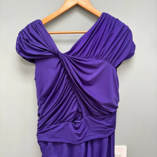 Tadashi Shoji Bellona Draped Jersey Maxi Gown in Purple L - Image 6