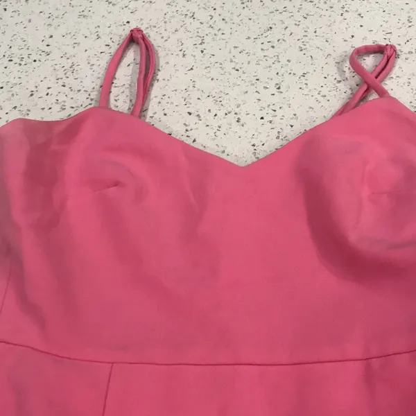 French Connection Whisper Sleeveless Asymmetric Hem Pink Mini Dress size 4 - Image 6