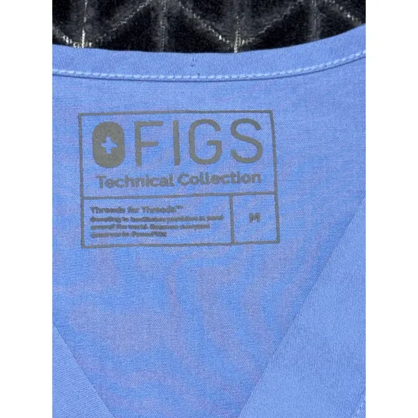 FIGS Women's Catarina V Neck Pocket Scrub Top Blue Short Sleeves Sz M - Image 5
