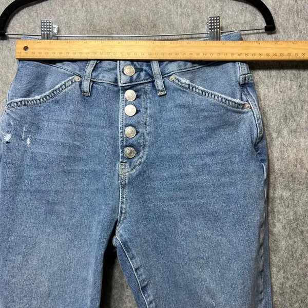We The Free 27 Distressed Denim Jeans Frayed Hem Button Fly‎ Light Wash - Image 2