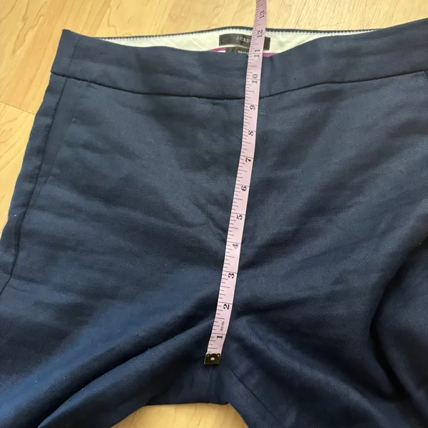 J CREW Hayden Kickout Crop Pant In Stretch Linen Navy Blue‎ Sie 8P - Image 7