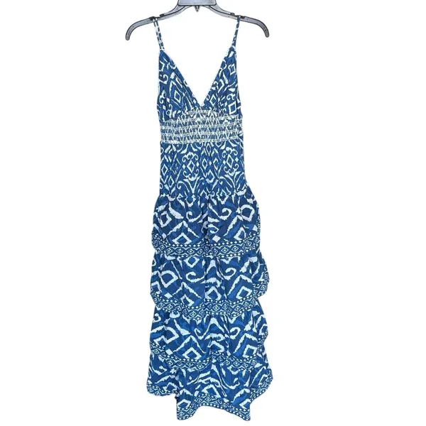 Caroline Constas 100% Cotton Blue White Ruffle Tiered Maxi Dress Size Medium - Image 2