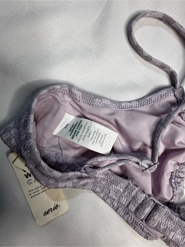 aerie Lavender Floral Lace Bikini Top - Image 8