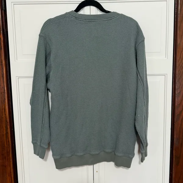 Aerie green waffle knit pullover sweatshirt size small - Image 2