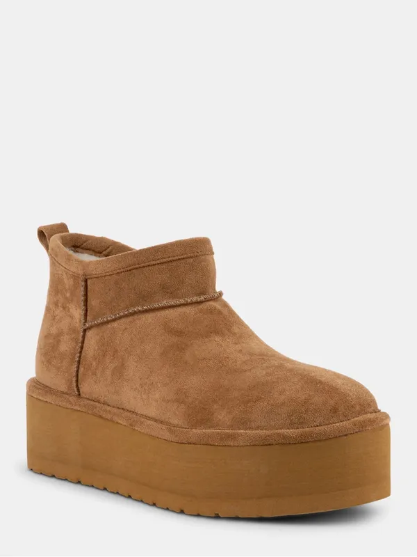 Madden Girl Embrace Suede Slip-On Platform Chestnut Mini Ankle Boots - Image 9