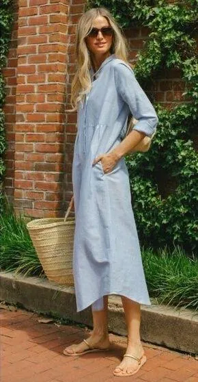 Tuckernuck Sky Blue Shirt Dress M - Image 2